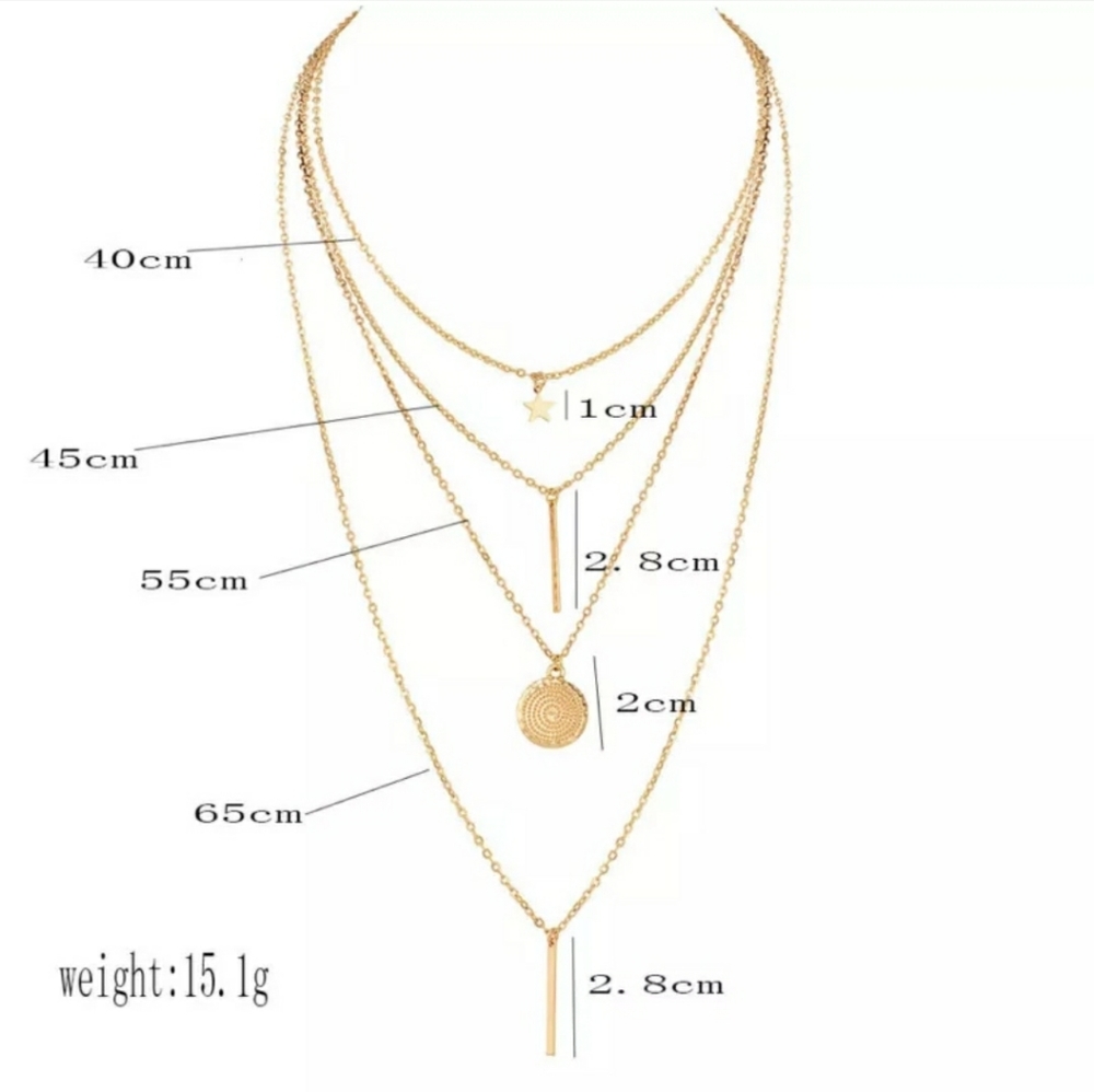 🌺3 for 30 New ⭐ Star and Bar multi layer necklace - Picture 2 of 2